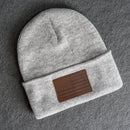 Beanie with Leather Patch Attached - American Flag Stamp