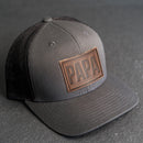Leather Patch Trucker Style Hat - Papa Stamp