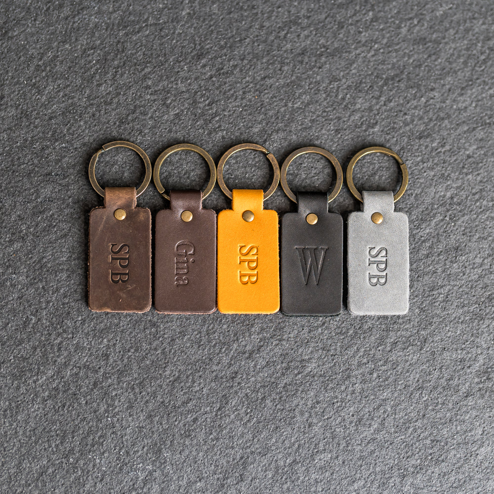 Double-Sided Rectangle Keychain |Personalized Premium Leather