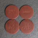 Limited Edition Personalized Green Leather Coasters -  Individual or Set of 4