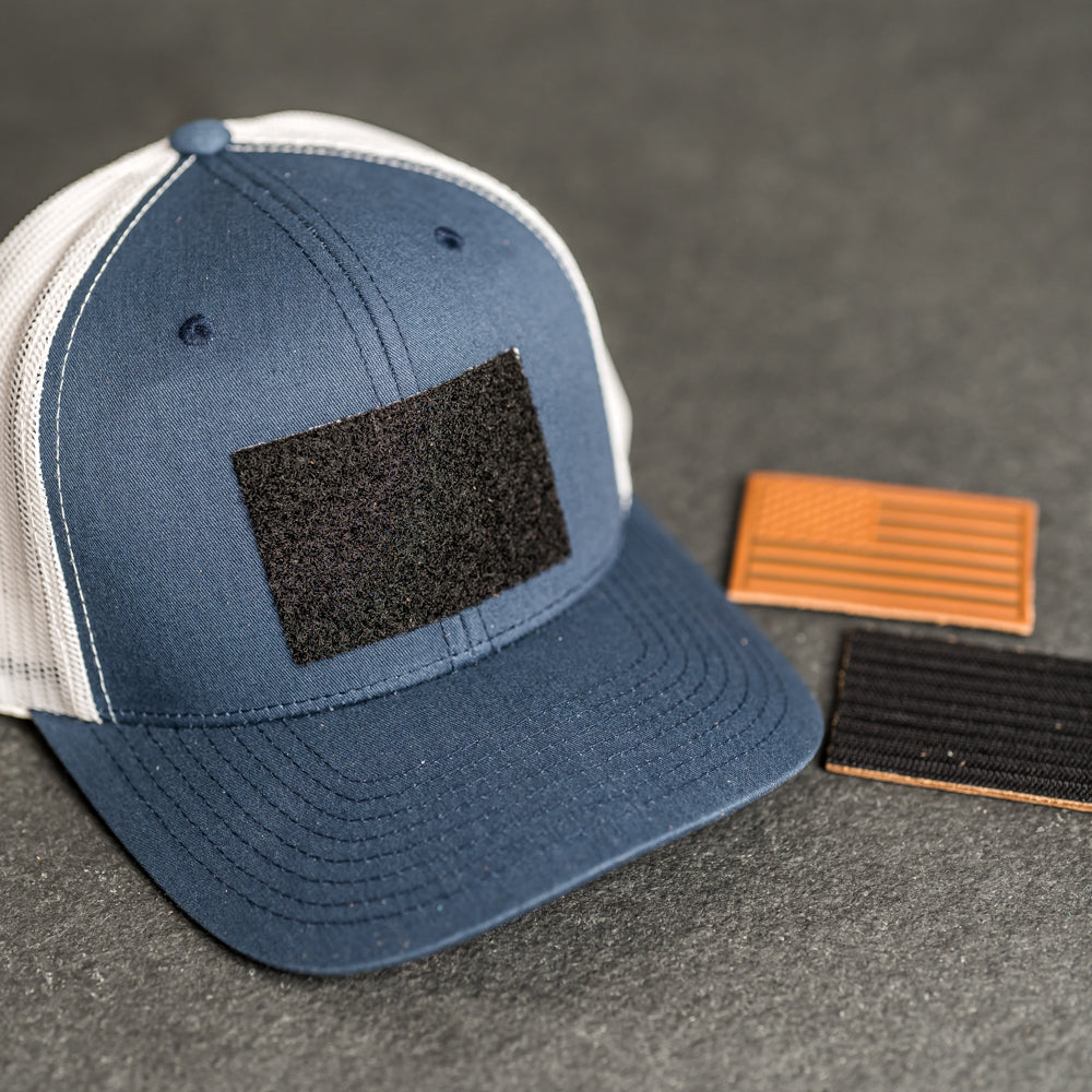 Leather Patch Tactical Hat - Trucker Style - American Flag 