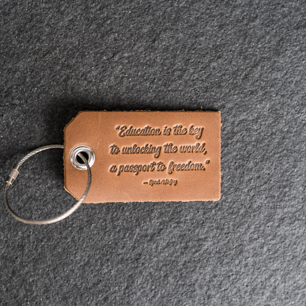 backpack label from leather Education is the key Backpack Luggage Tag