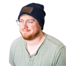 Beanie with Leather Patch Attached - American Flag Stamp