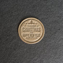 Merry Christmas Leather Coasters - 4" Round or Square - Sold individually or as a Set of 4