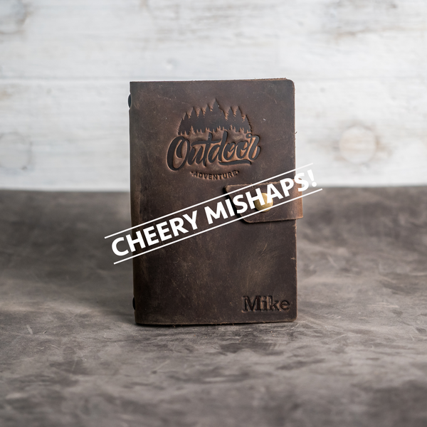 Cheery Mishaps - Refillable Leather Adventure Journal with Snap Closure