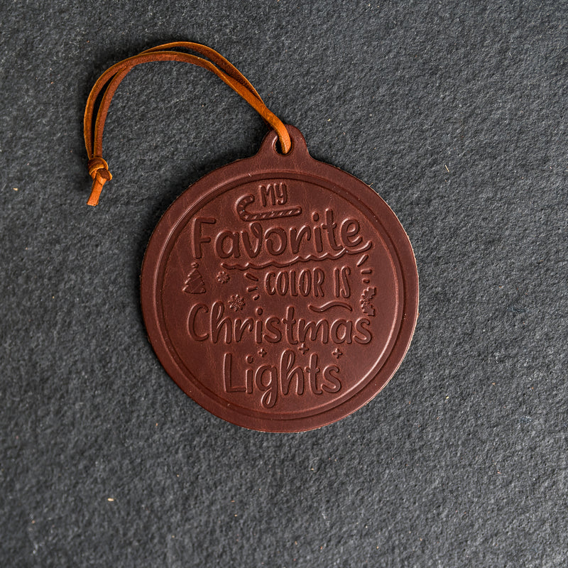 Favorite Color Circle Shape Leather Christmas Ornament | Stocking Tags