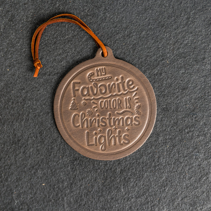 Favorite Color Circle Shape Leather Christmas Ornament | Stocking Tags