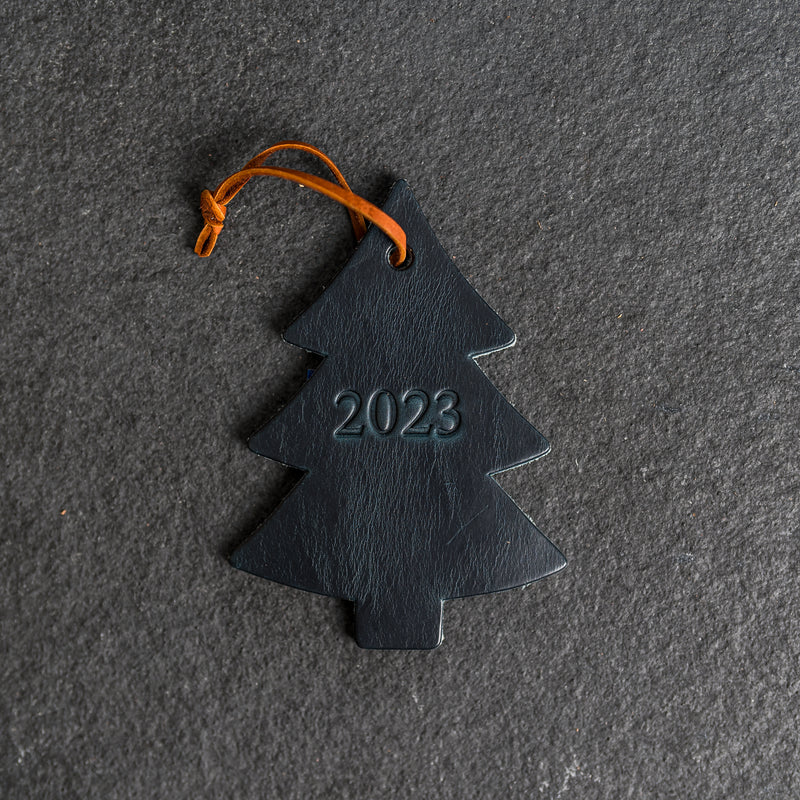 Personalized Leather Christmas Ornament - Pine Tree Shape | Stocking Tags