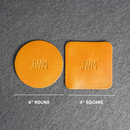 Limited Edition Personalized Green Leather Coasters -  Individual or Set of 4