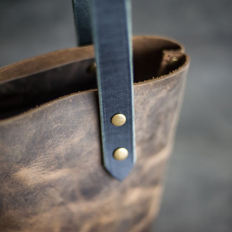 Personalized Leather Strap Closure Tote Bag