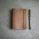 Refillable Personalized Leather Pocket Journal with Professional Elastic Closure