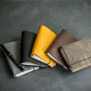 Refillable Personalized Leather Pocket Journal with Professional Elastic Closure