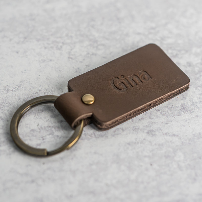 Double-Sided Rectangle Keychain |Personalized Premium Leather Keychain |  Custom Key Fob | Leather Gift Handmade in the USA