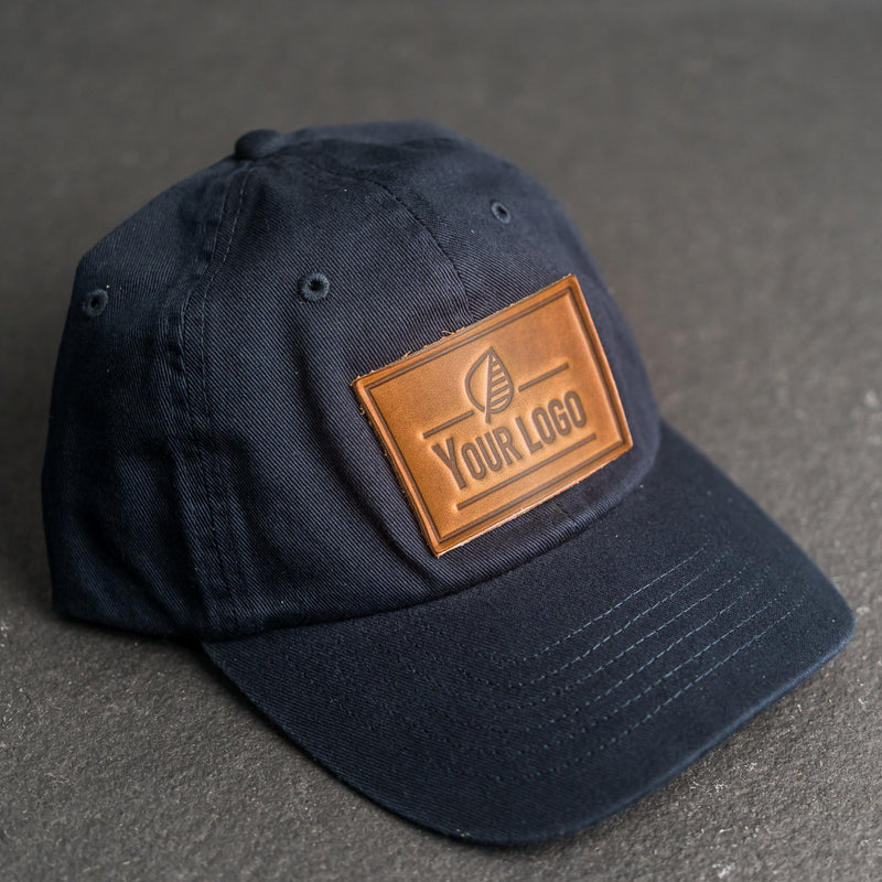 Your Logo on a Leather Patch Unstructured Style Hat
