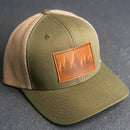 Leather Patch Trucker Style Hat - Pine Tree Ridgeline Stamp