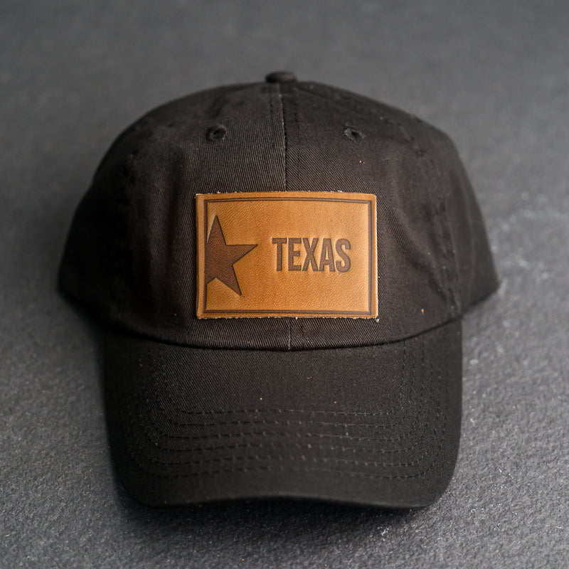 Leather Patch Unstructured Style Hat - Texas License Plate Stamp