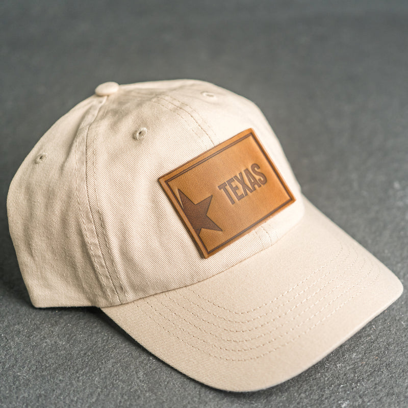 Leather Patch Unstructured Style Hat - Texas License Plate Stamp