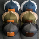 Leather Patch Trucker Style Hat - Dad Stamp