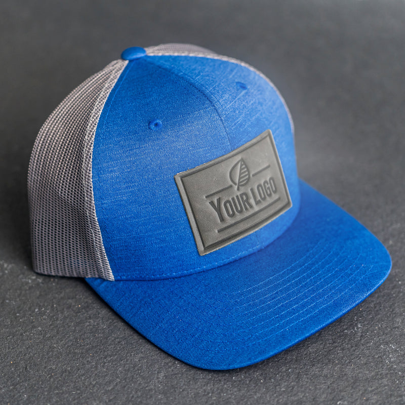 Your Logo on a Leather Patch Performance Style Trucker Hat