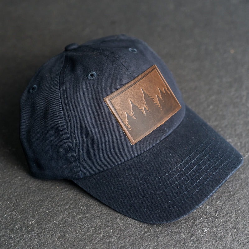 Leather Patch Unstructured Style Hat - Pine Ridgeline Stamp
