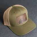 Leather Patch Trucker Style Hat - Pine Tree Ridgeline Stamp