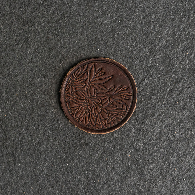 Floral Leather Patches with optional Velcro added - Circle