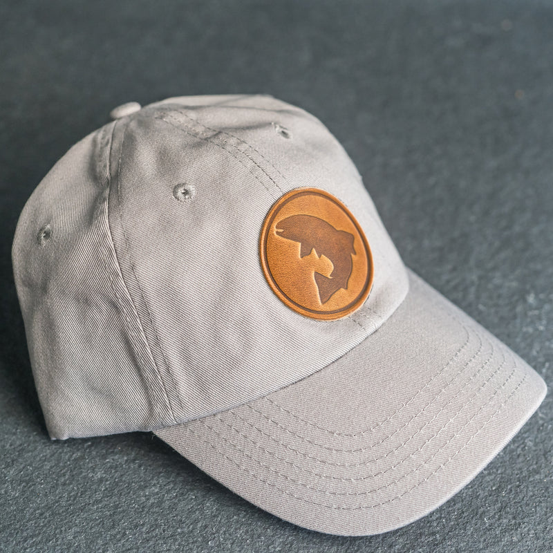 Leather Patch Unstructured Style Hat - Circle Patch - Fish Stamp