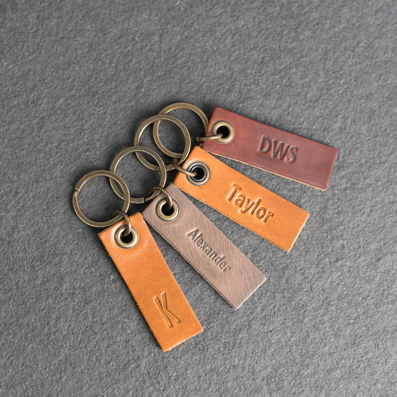 Extended Rectangle Leather Keyring | Personalized Premium Leather Keychain |  Custom Key Fob | Leather Gift Handmade in the USA