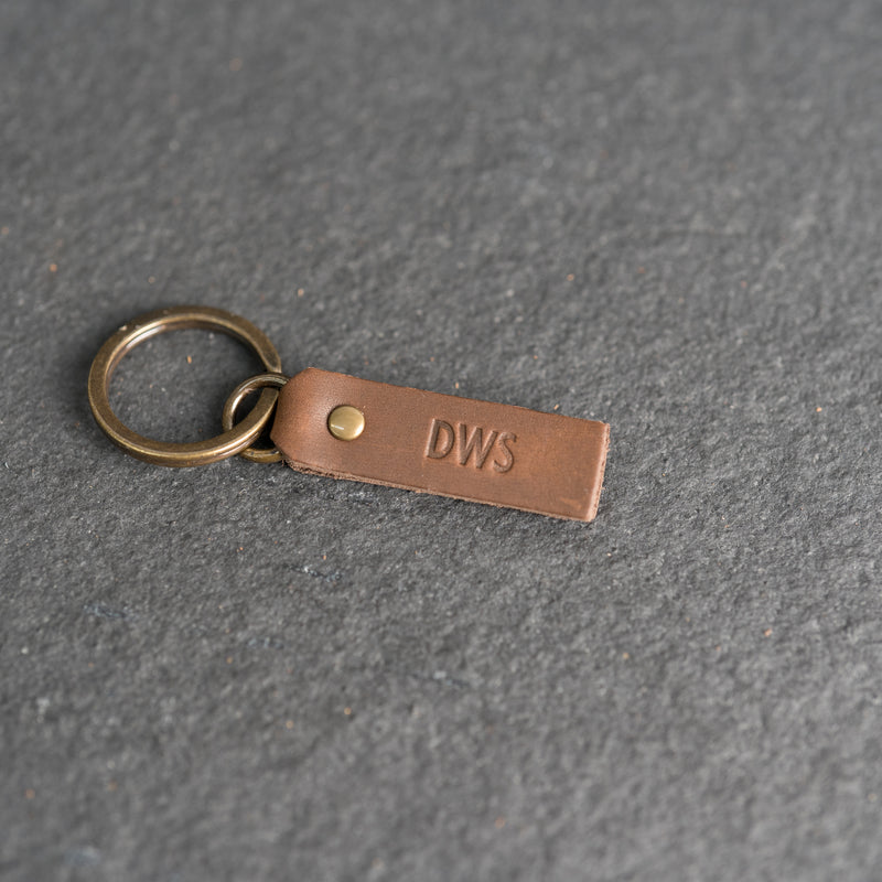 Leather Tab Keychain | Personalized Premium Leather Keychain  |  Leather Gift Handmade in the USA