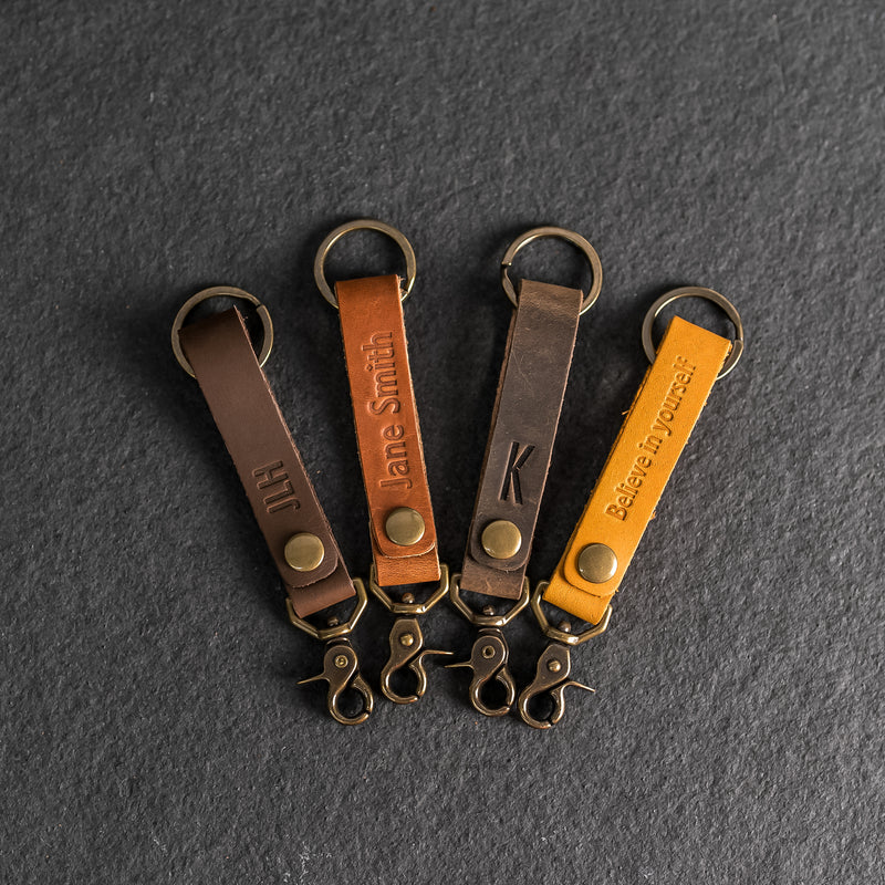 Looped Snap Closure Keychain | Personalized Premium Leather Keychain | Custom Key Fob | Leather Gift Handmade in the USA