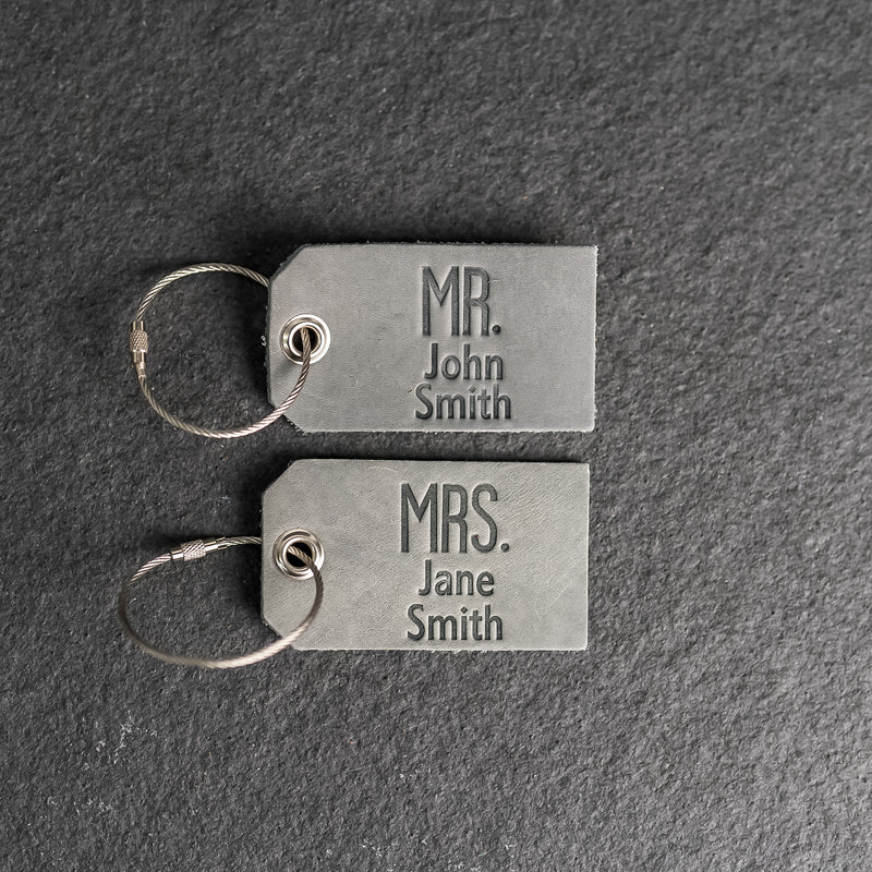 Weddings - Set of Mr. and Mrs. Personalized Leather Luggage Tags