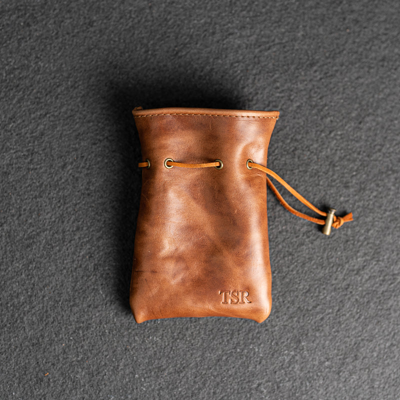 Personalized Leather Dice Bag with Design Stamp