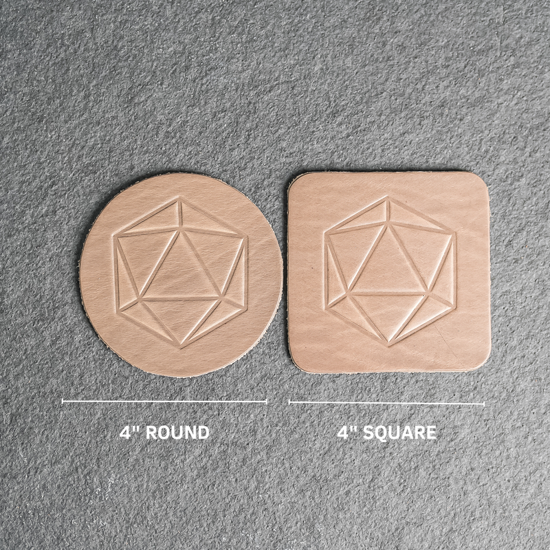D20 Symbol Leather Coasters - Set of 4