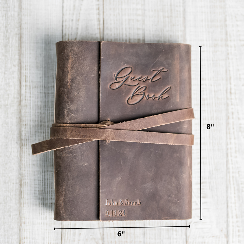Personalized 6x8 Leather Wedding Guest Book