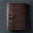Personalized Refillable Wrap Leather Journal - Dark Brown - Ox & Pine