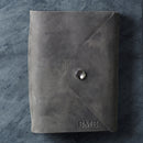 Personalized Refillable Snap Leather Journal - Rustic Gray - Ox & Pine