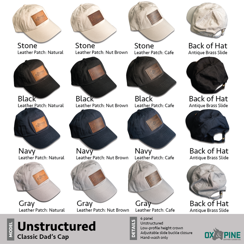 Leather Patch Unstructured Style Hat - Bison Stamp