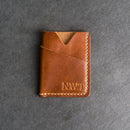 Card Holder Wallet with D-Ring and Optional Wristlet or Lanyard - Personalized Leather Wallet