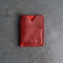 Card Holder Wallet with D-Ring and Optional Wristlet or Lanyard - Personalized Leather Wallet
