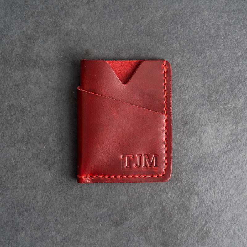 Card Holder Wallet with D-Ring and Optional Wristlet or Lanyard - Personalized Leather Wallet