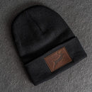 Beanie with Leather Patch Attached - Deer Stamp