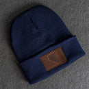 Beanie with Leather Patch Attached - Nevada Stamp