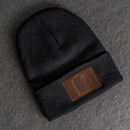 Beanie with Leather Patch Attached - Utah Stamp