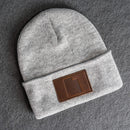 Beanie with Leather Patch Attached - Utah Stamp