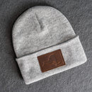 Beanie with Leather Patch Attached - New York Stamp