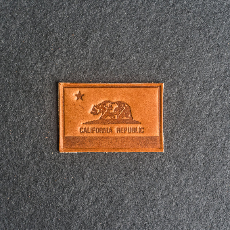California Flag Leather Patches with optional Velcro added