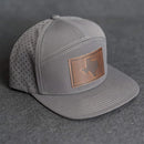 Leather Patch Flat Bill 7 Panel Perforated Performance Hat - Texas Stamp
