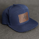 Leather Patch Flat Bill 7 Panel Perforated Performance Hat - Texas Stamp