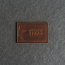 Texas License Plate Leather Patches with Optional Hook and Loop Fastener