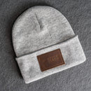 Beanie with Leather Patch Attached - Texas License Plate Stamp